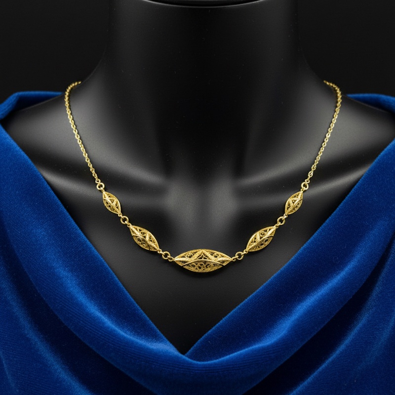 Gold Filigree Leaf Necklace