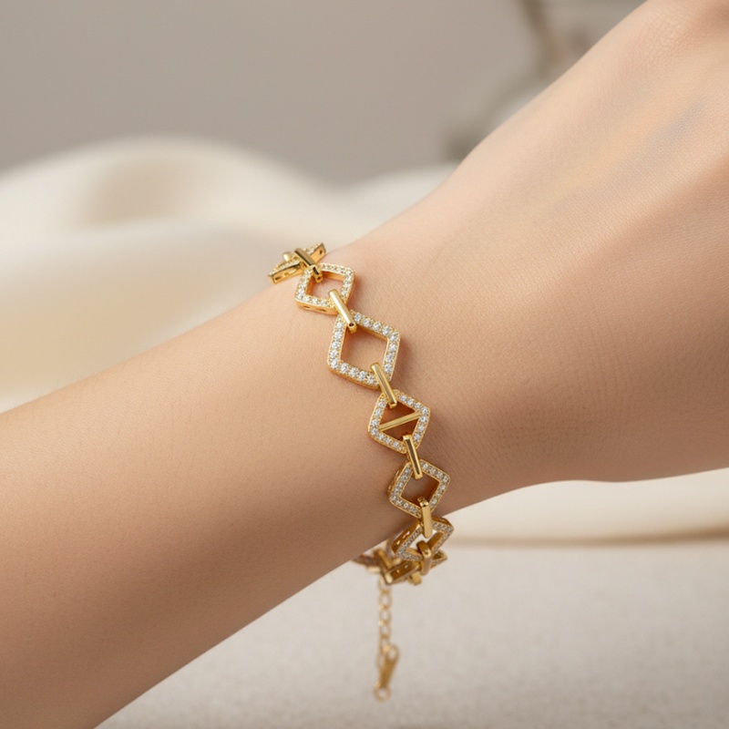 Geometric Diamond Link Bracelet
