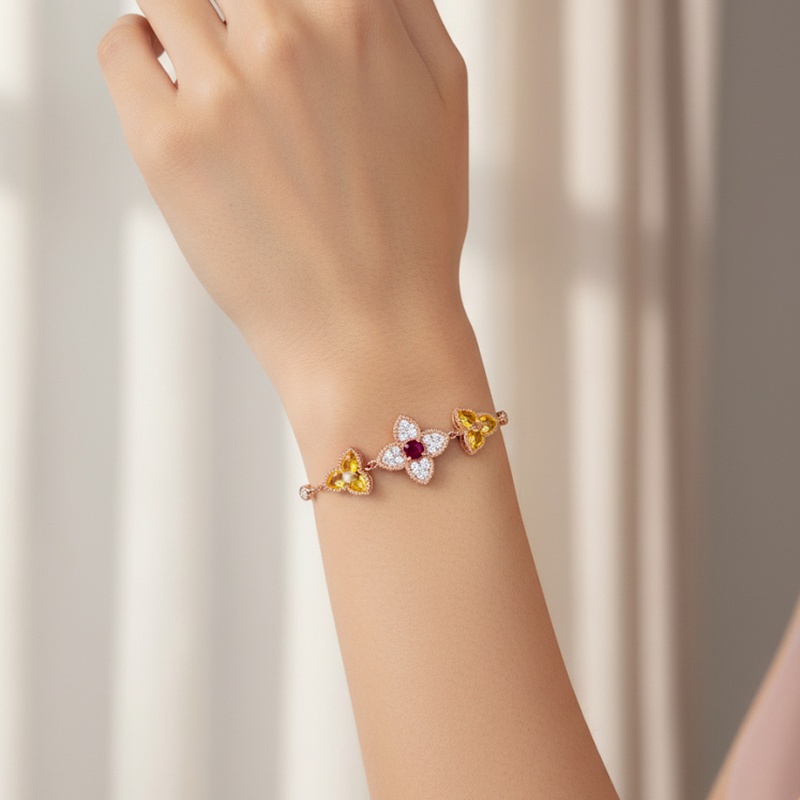 Multicolor Butterfly Cluster Bracelet