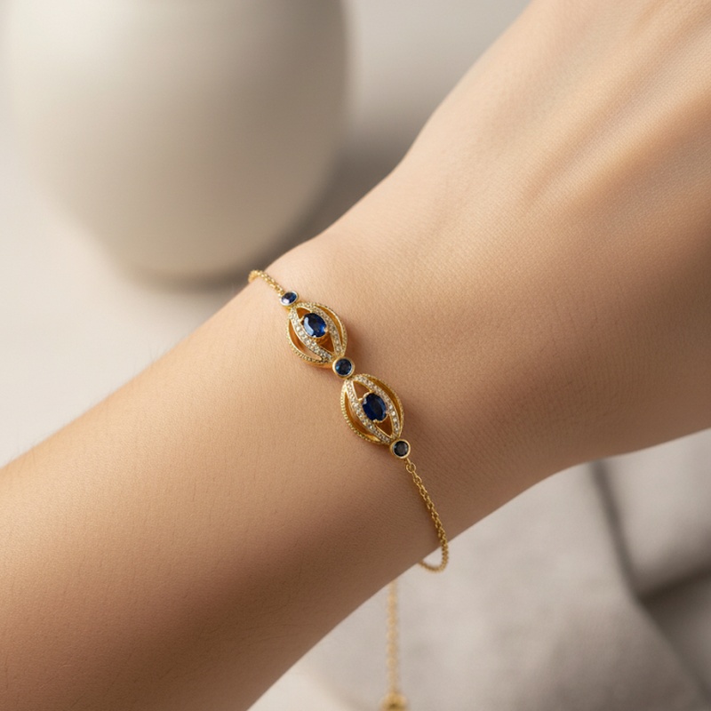 Sapphire Evil Eye Diamond Bracelet