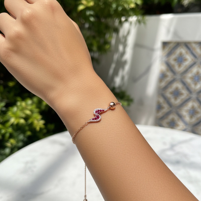 Ruby Flamingo Diamond Bracelet