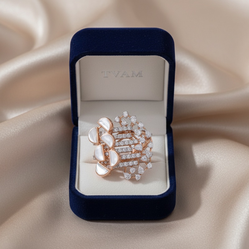 Pearl & Diamond Floral Ring