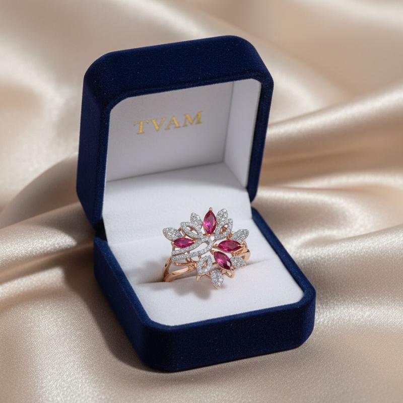 Ruby Starburst Diamond Ring