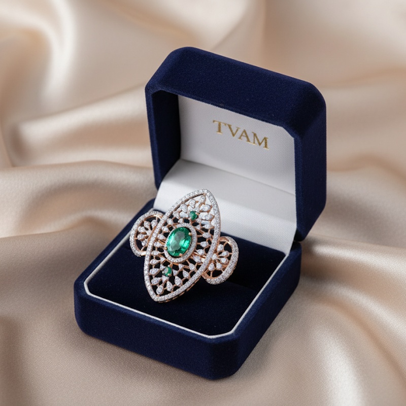 Emerald Butterfly Diamond Ring