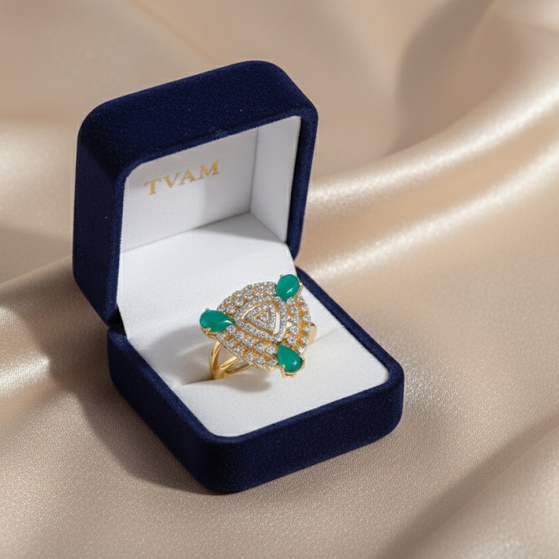 Emerald Triangle Diamond Ring