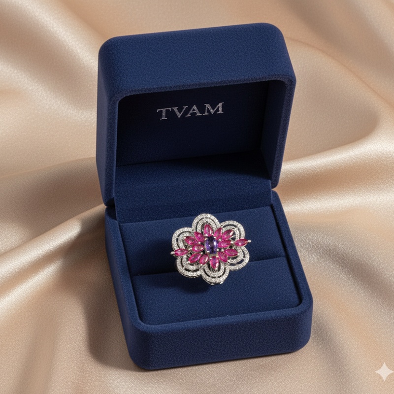 Ruby Feather Diamond Ring