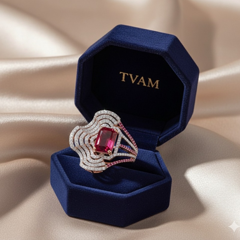 Ruby Wave Diamond Cocktail Ring