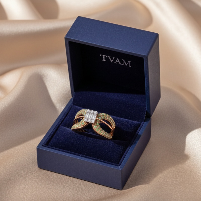 Emerald Ribbon Diamond Ring