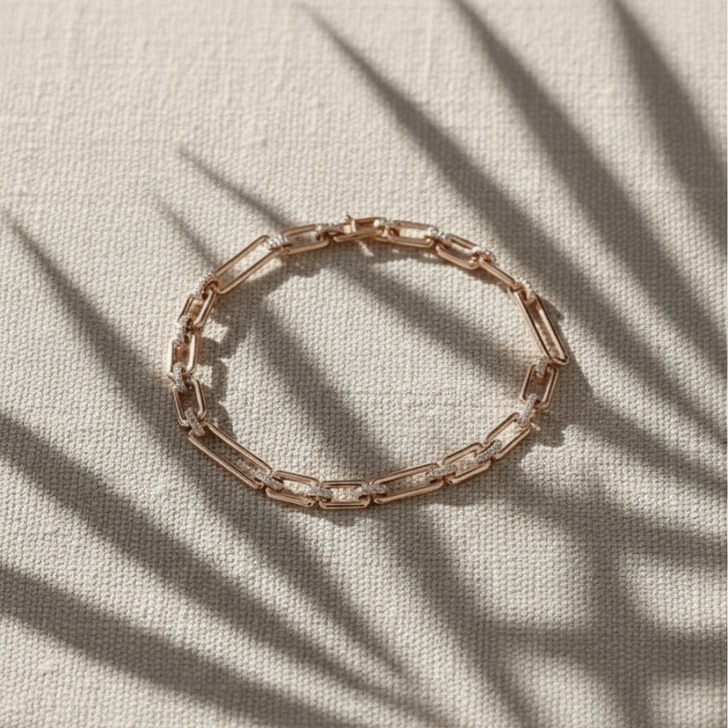Rose Gold Rectangular Link Chain Bracelet