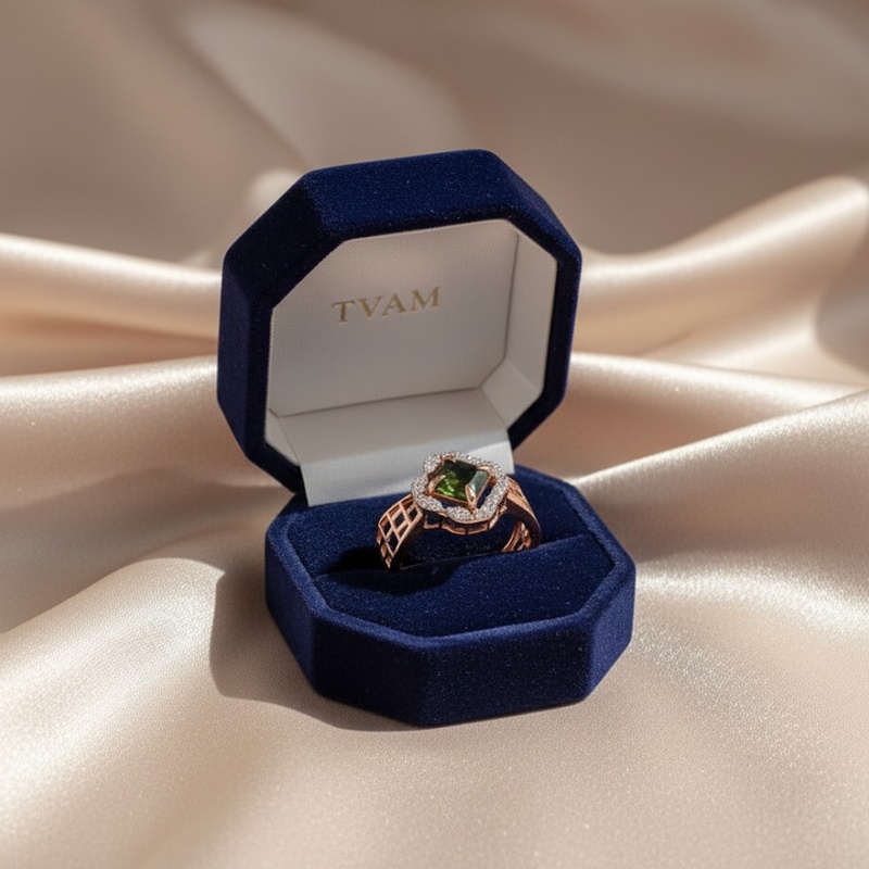 Vintage Emerald & Diamond Halo Ring - Rose Gold