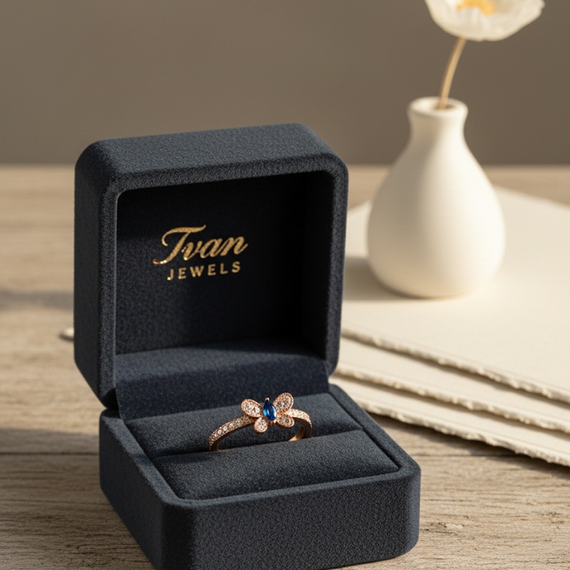 Blue Topaz Clover Diamond Ring