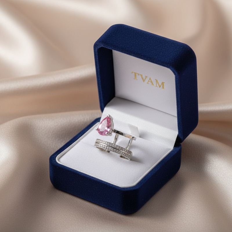 Pink Sapphire & Diamond Band Set