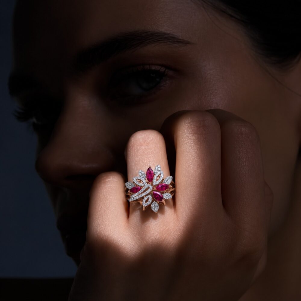Ruby Starburst Diamond Ring