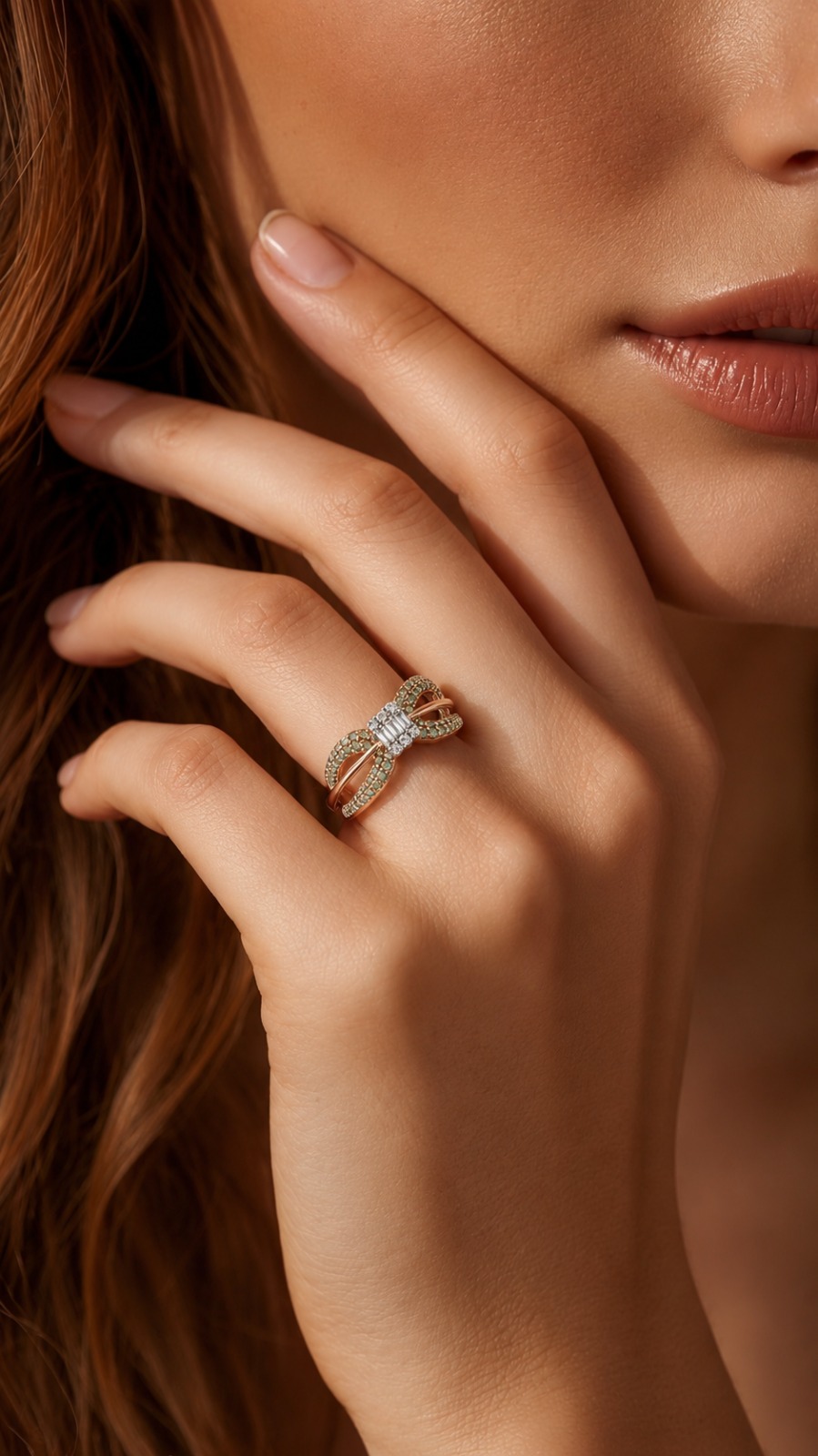 Emerald Ribbon Diamond Ring