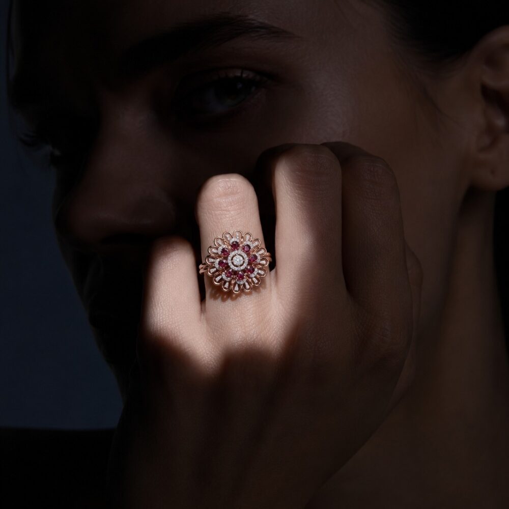 Ruby Daisy Diamond Ring