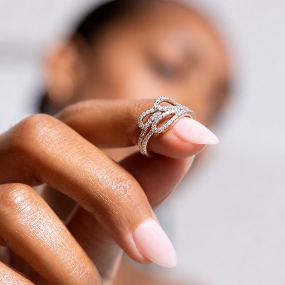 Interlocking Diamond Wave Ring