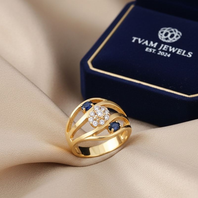 Sapphire & Diamond Openwork Ring