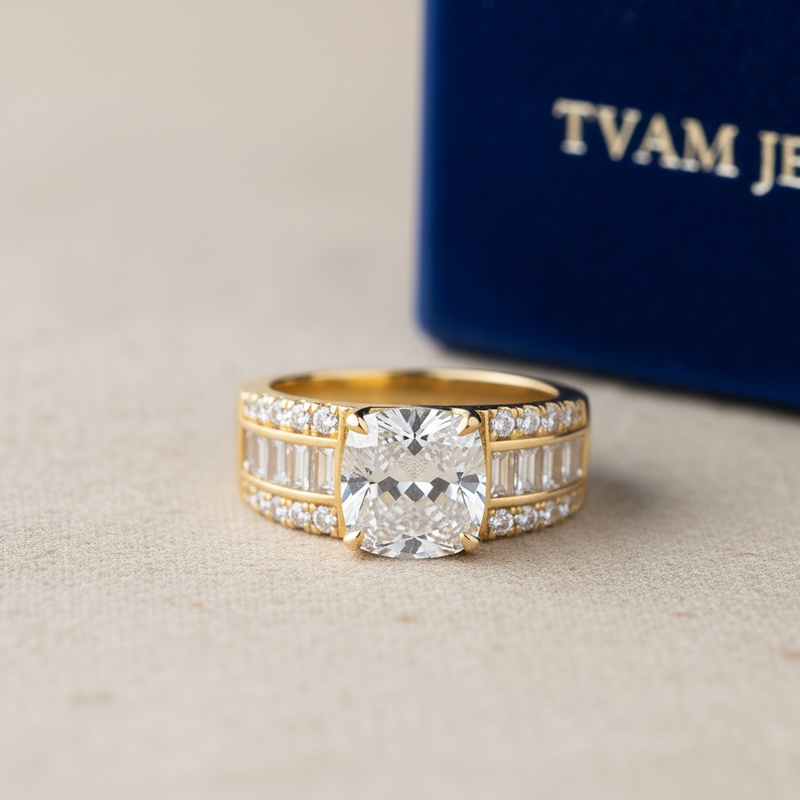Cushion Diamond Triple-Band Ring