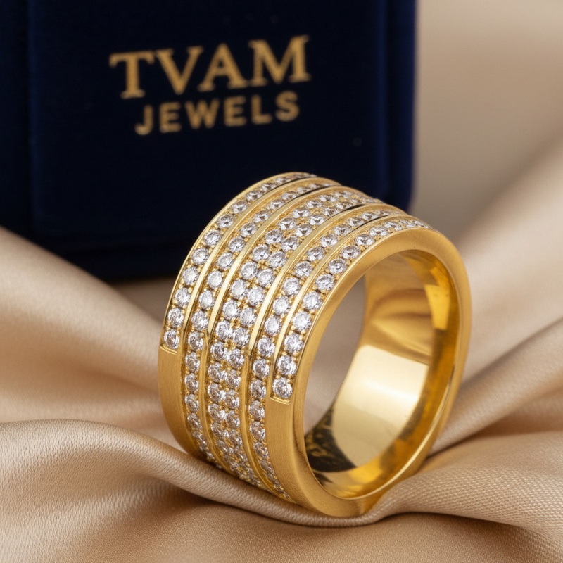 Five-Row Diamond Pave Band
