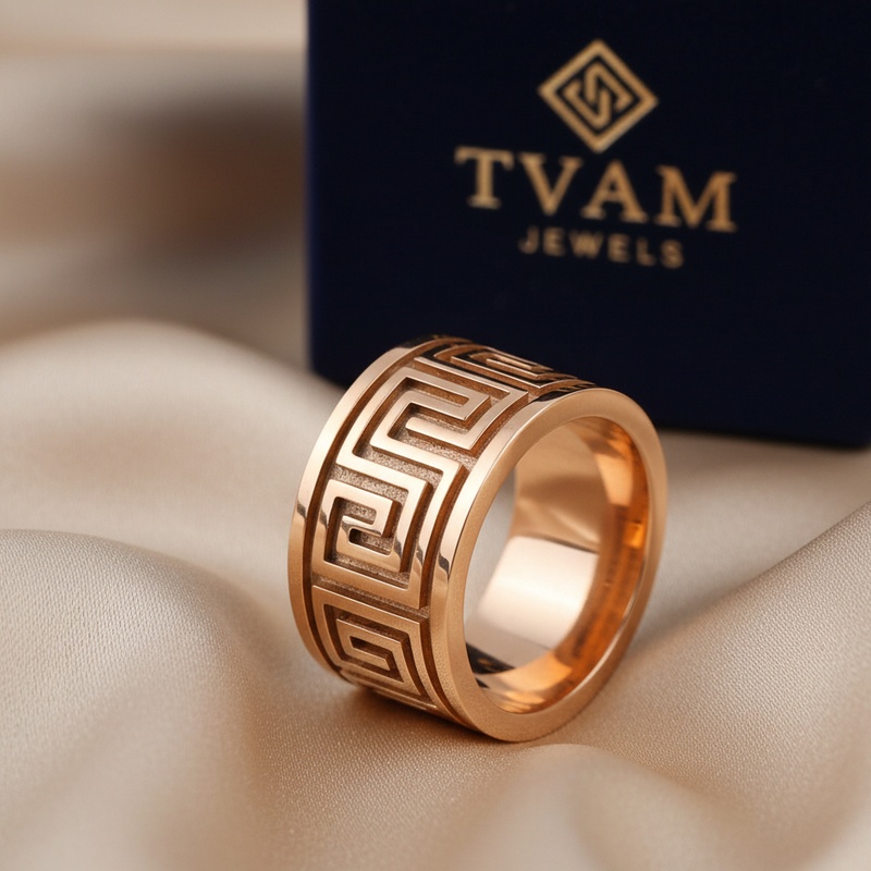 Greek Key Rose Gold Band