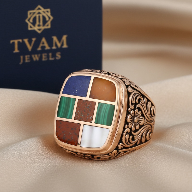 Multi-Stone Inlay Signet