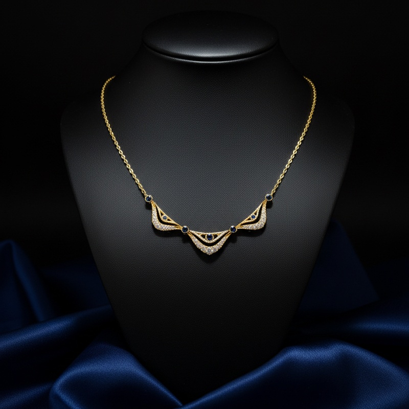 Geometric Gold & Diamond Chevron Necklace