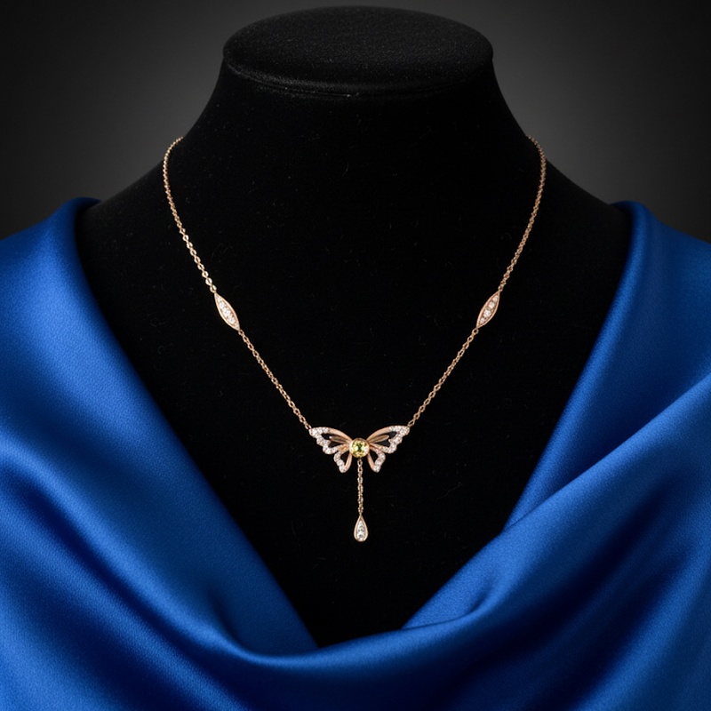 Rose Gold Butterfly Diamond Necklace
