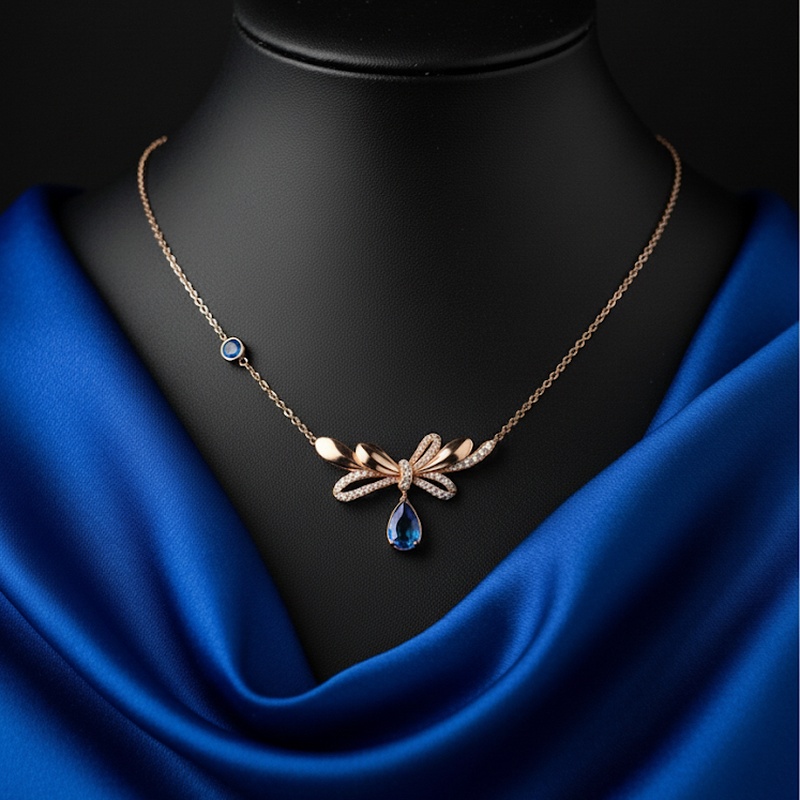 Rose Gold Dragonfly Sapphire Necklace