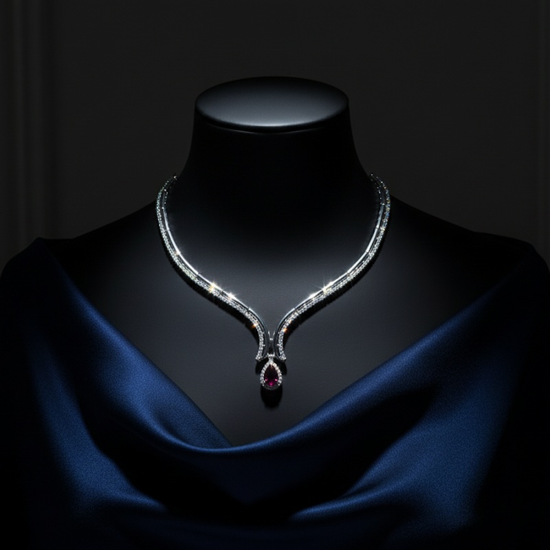 Ruby Teardrop Diamond Necklace