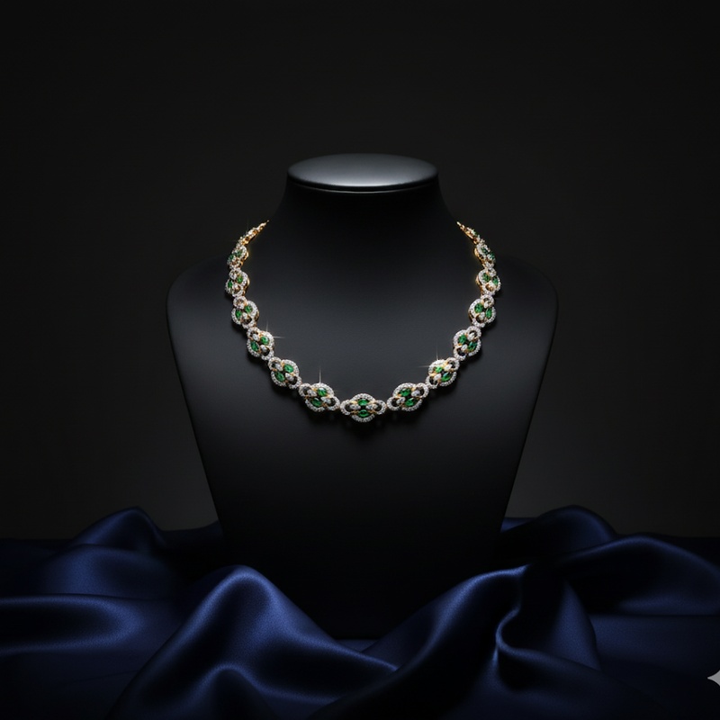 Emerald & Diamond Cluster Necklace