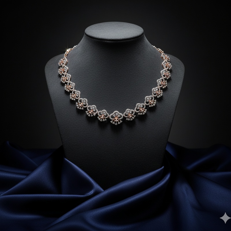 Rose Gold Floral Diamond Collar