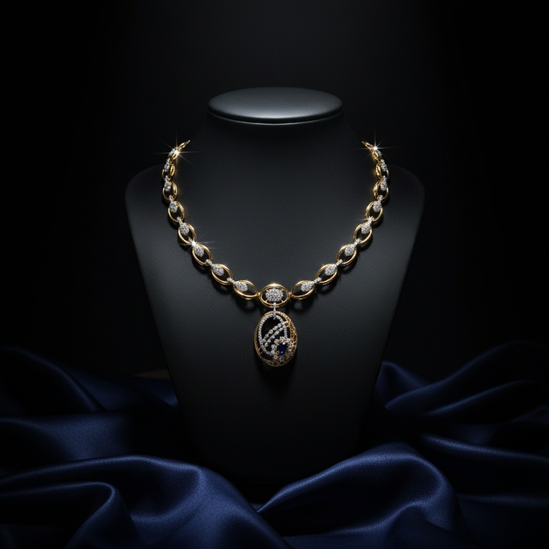 Sapphire Lattice Statement Necklace