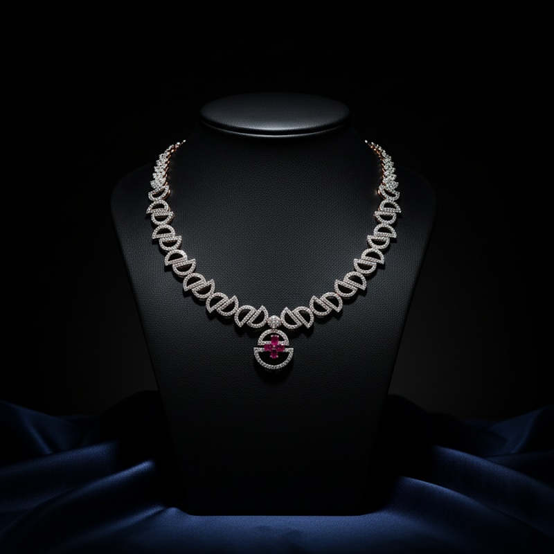 Ruby Chain-Link Statement Necklace