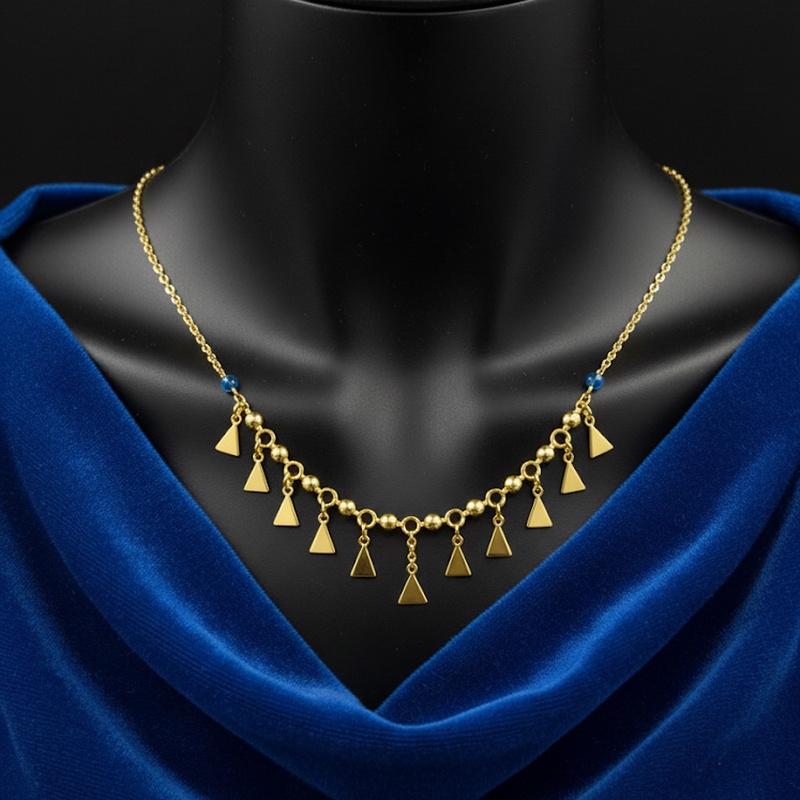 Geometric Gold Triangle Fringe Necklace