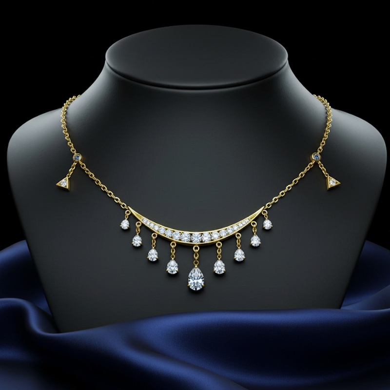 Diamond Cascade Fringe Necklace