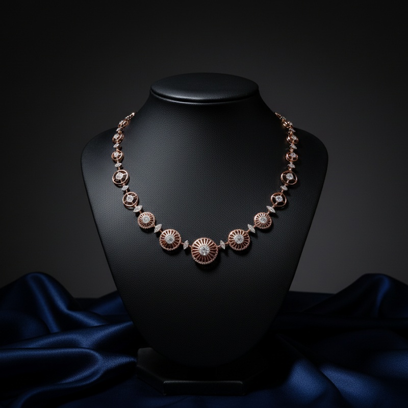 Rose Gold Sunburst Circle Necklace