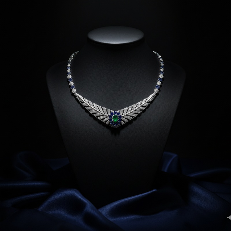 Opal & Sapphire Feather Necklace