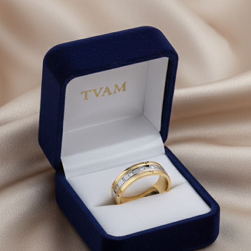 Two-Tone Channel-Set Diamond Band Ring