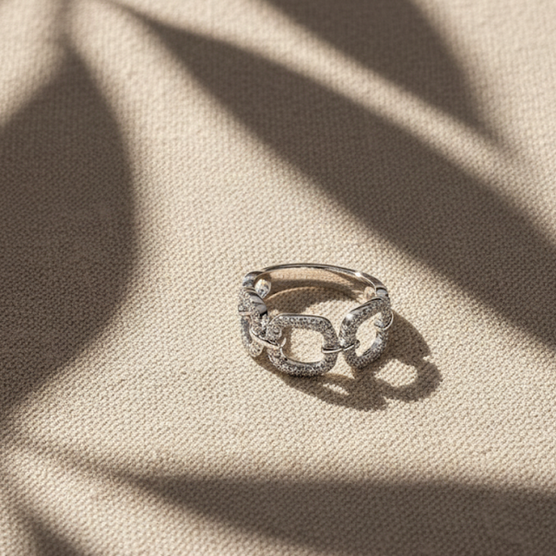 White Gold Diamond Chain Link Ring