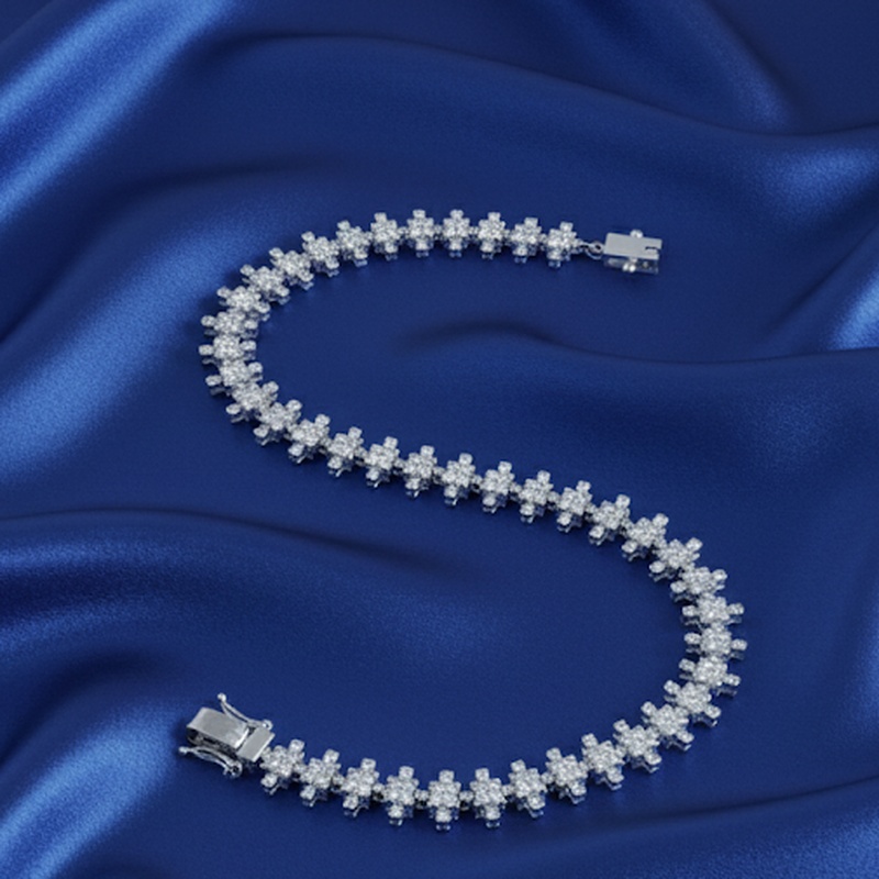 Floral Diamond Tennis Bracelet