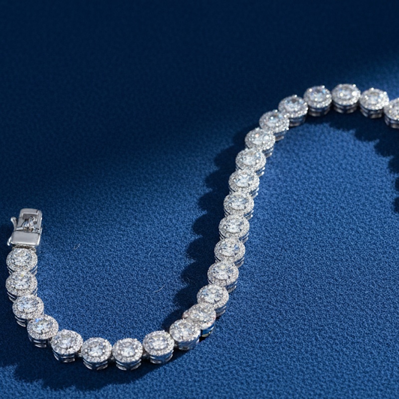 Classic Round Halo Tennis Bracelet