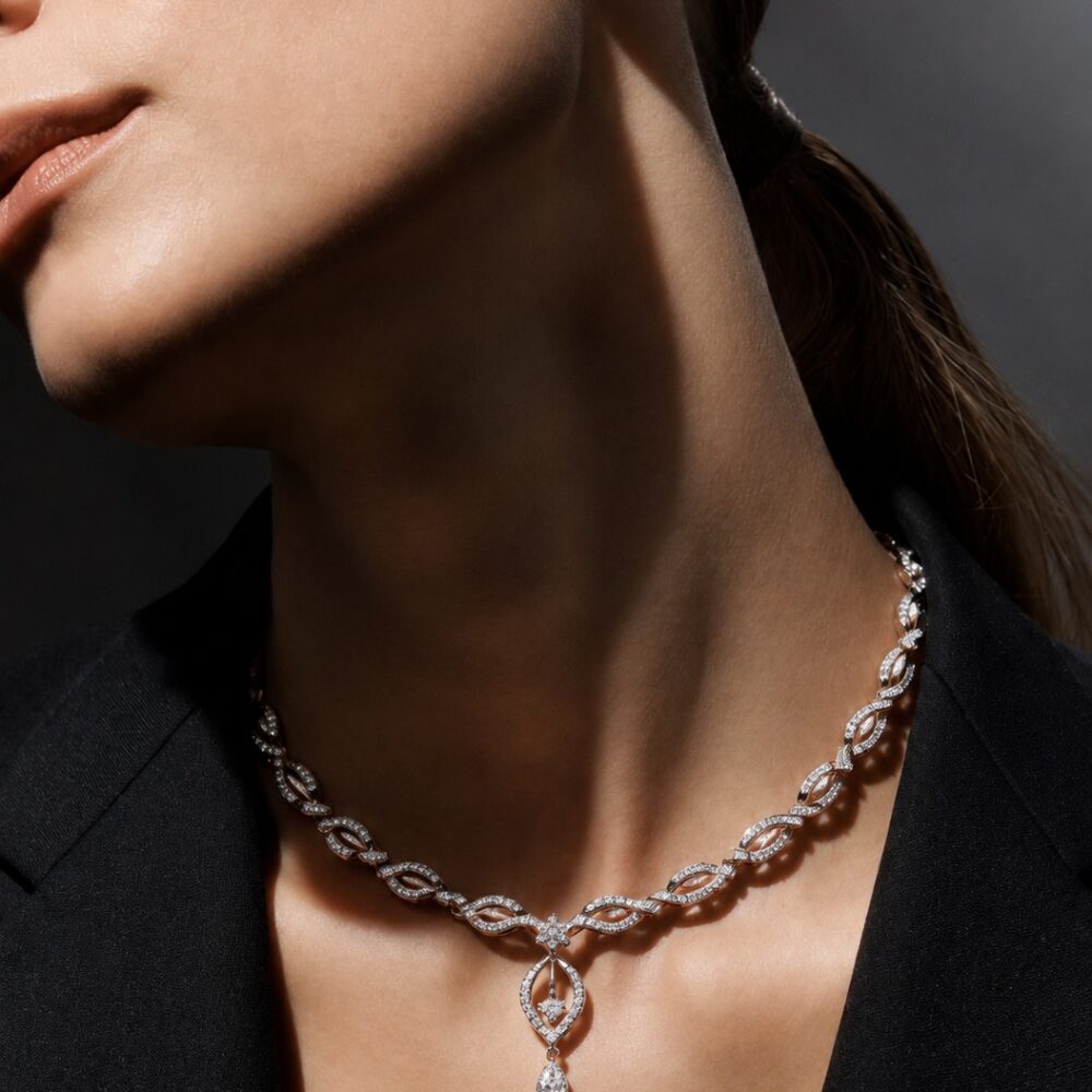Rose Gold Teardrop Diamond Necklace