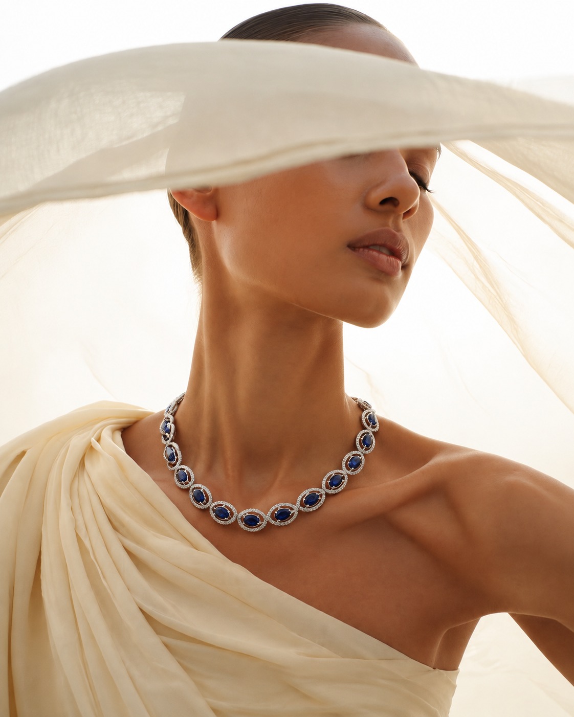 Sapphire & Diamond Halo Collar