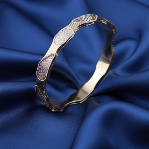 Wavy Enamel Mosaic Station Bangle