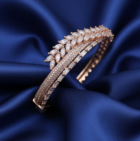 Marquise & Baguette Feather Cuff Bangle