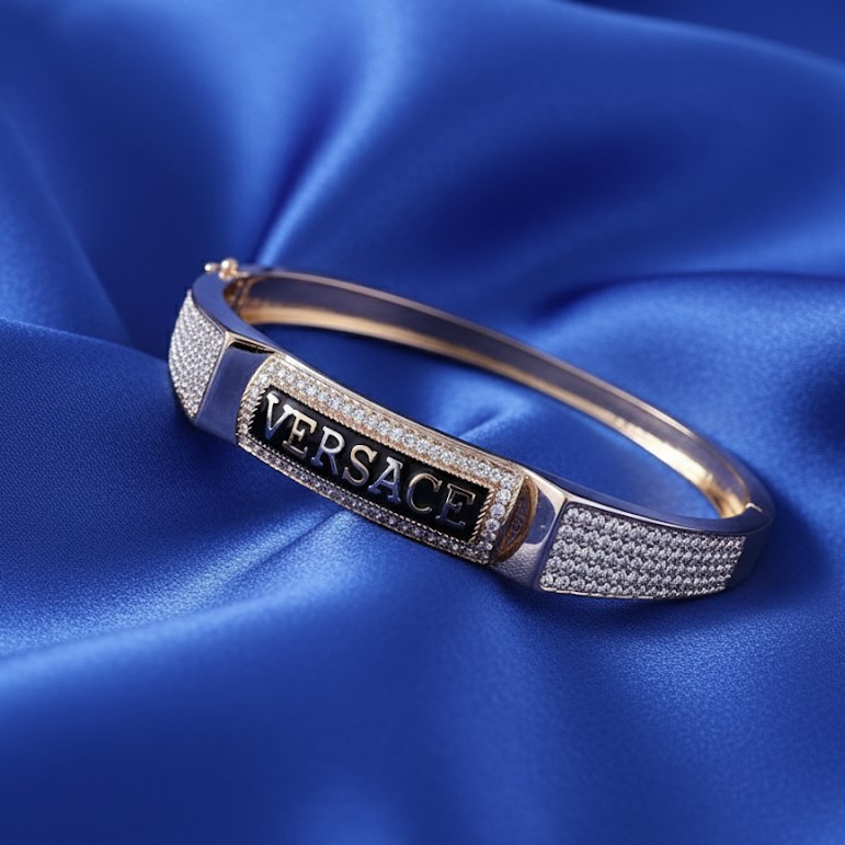 Logo Plaque Pav? Cuff Bangle