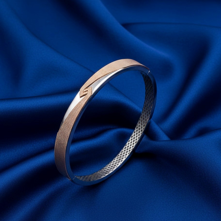 Two-Tone Micro-Texture Minimal Bangle