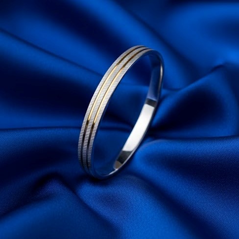 Dual Stripe Two-Tone Slim Bangle