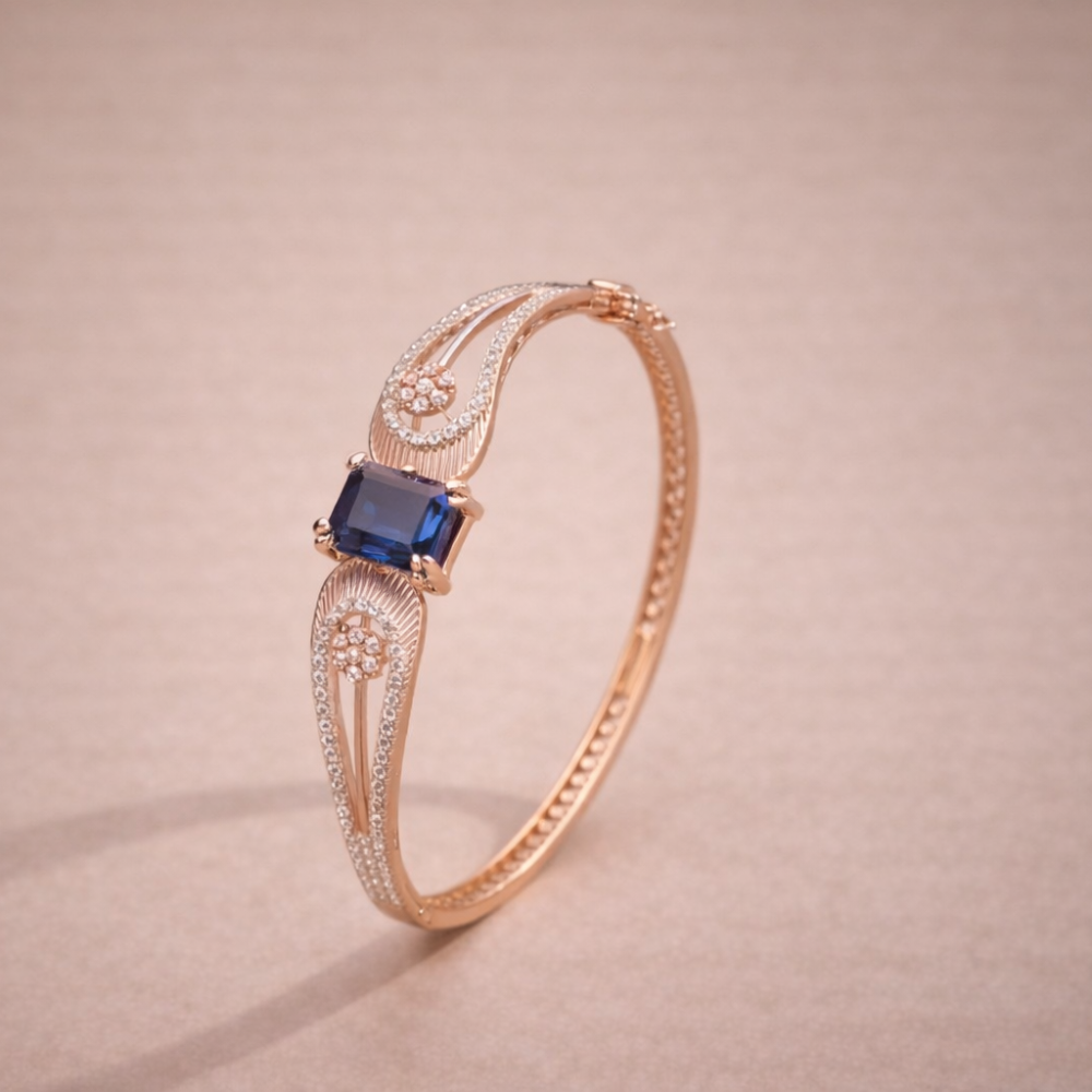 Sapphire Emerald-Cut Paisley Wing Bangle