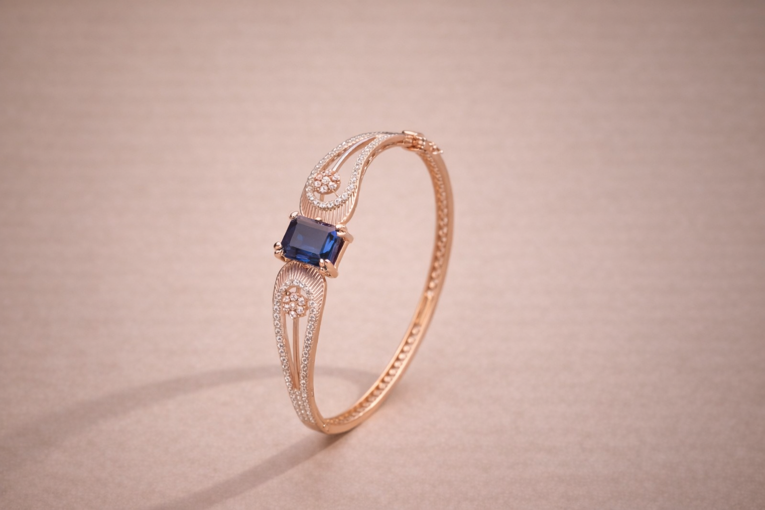 Sapphire Emerald-Cut Paisley Wing Bangle